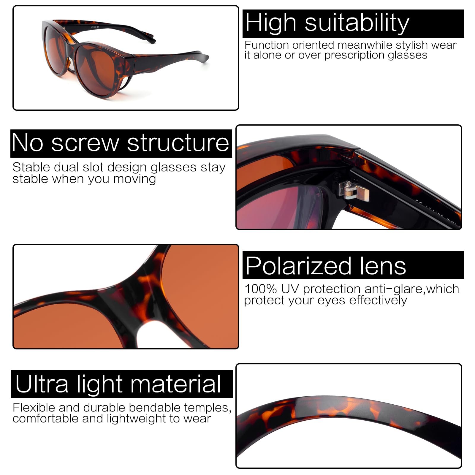 Сонцезахисні окуляри на звичайні окуляри Face Shadow Поляризовані Жіночі UV400, фото №4 Сонцезахисні окуляри на звичайні окуляри Face Shadow Поляризовані Жіночі UV400, фото №4