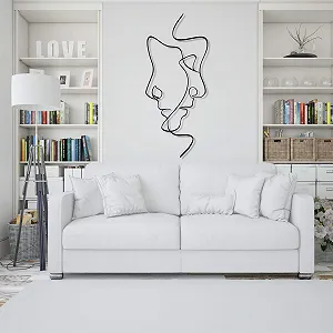 Металева настінна картина DEKADRON 2 Faces Line Art 26x60 см Матовий чорний - Фото 1