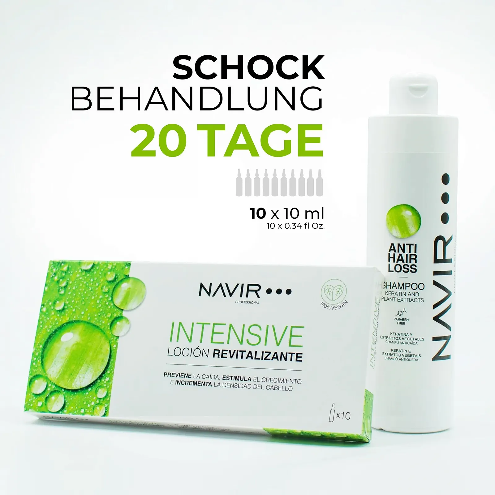 Ампули Navir Professional для росту волосся для чоловіків та жінок з плацентою, стимулюють ріст волосся - 10 x 10 мл, фото №5