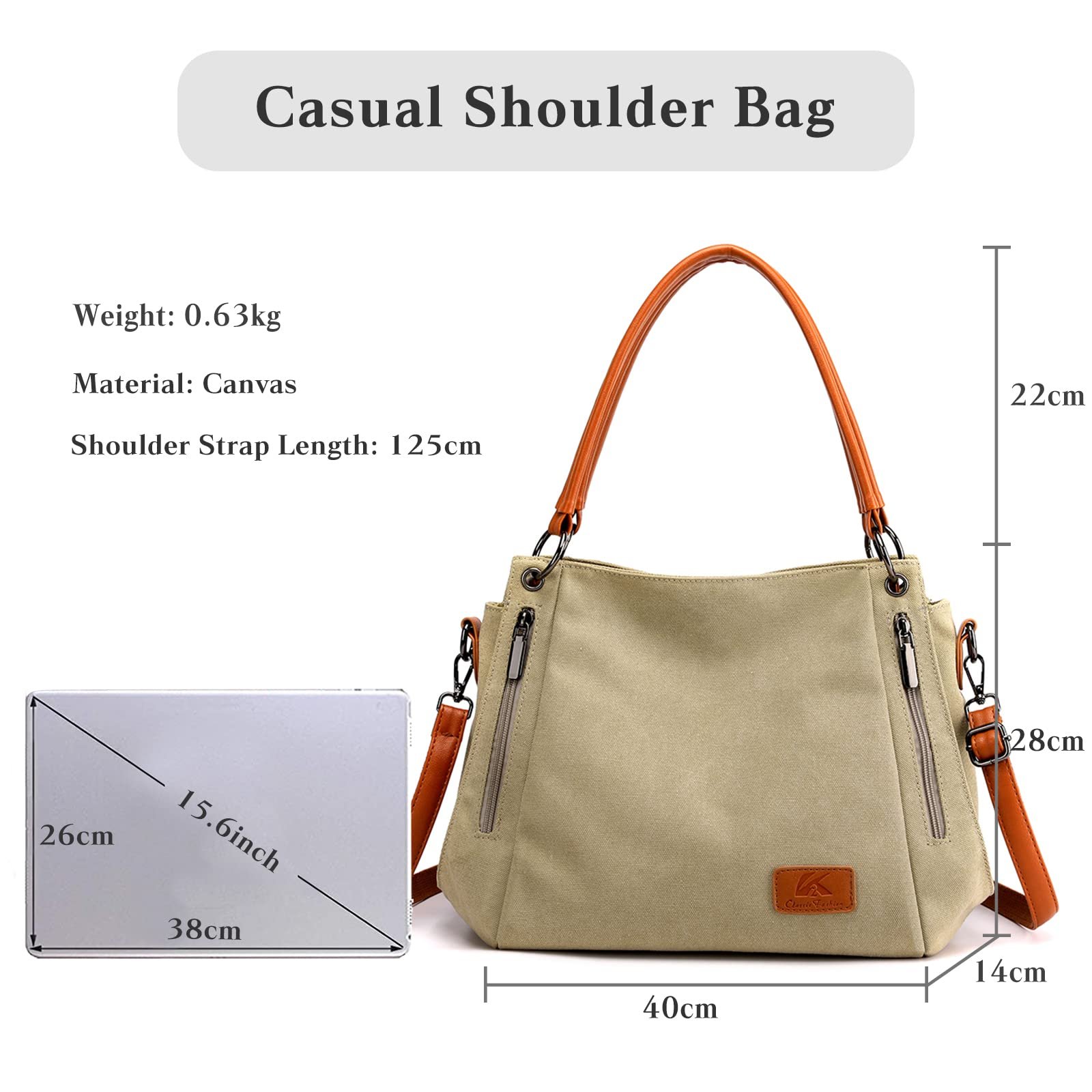 Сумка жіноча CORIOS тоут полотняна багатофункціональна повсякденна хакі, фото №3