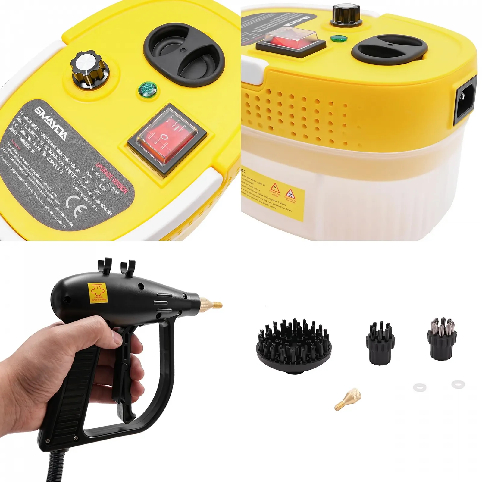 Ручний пароочисник 2500W 3 Bar 6 швидкостей Yellow, фото №3 Ручний пароочисник 2500W 3 Bar 6 швидкостей Yellow, фото №3