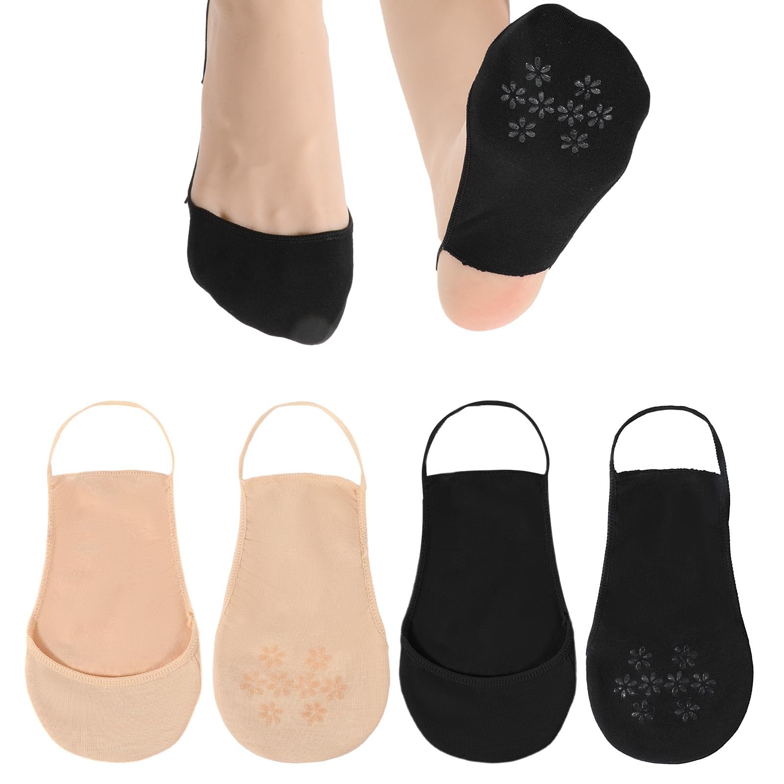 Носки-следки Женские M Черный, Телесный, Телесный + черный, 4/6 пары, фото №8