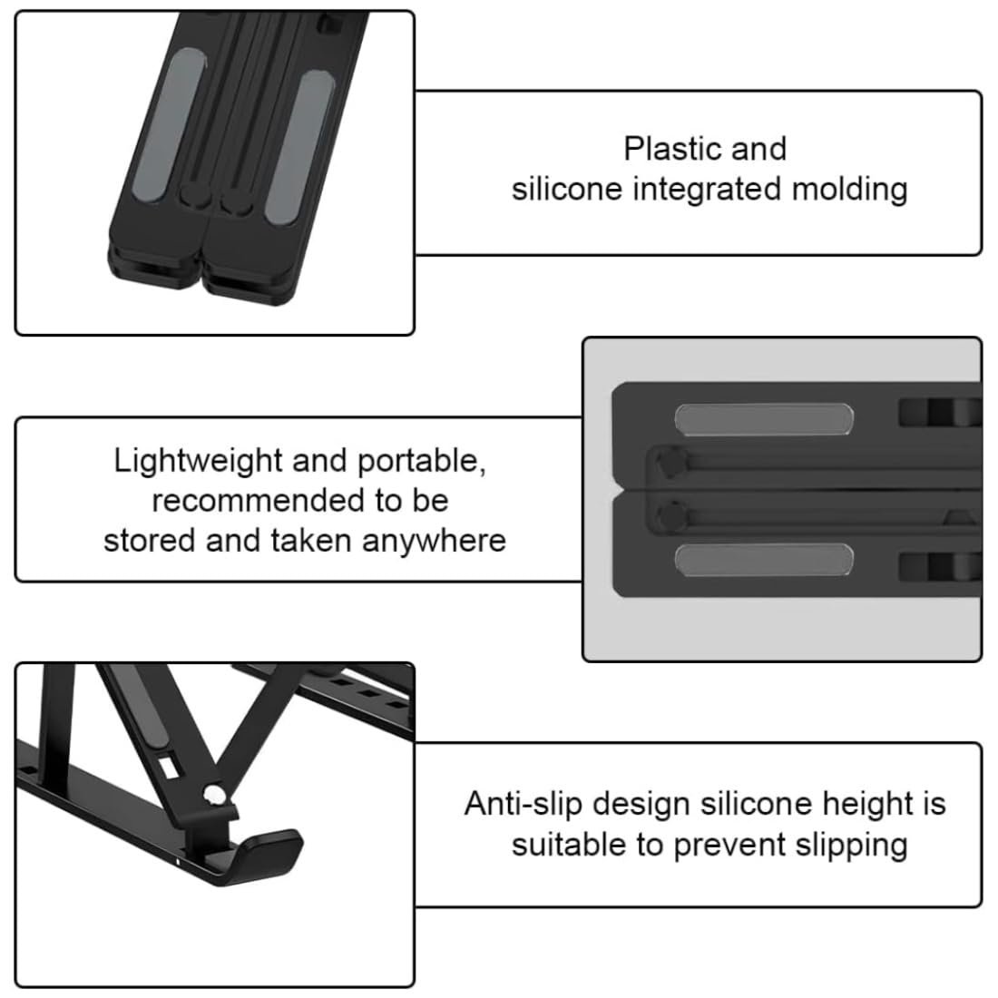 Подставка для ноутбука с 10 регулируемыми уровнями, противоскользящая, пластик, силикон, фото №3 Подставка для ноутбука с 10 регулируемыми уровнями, противоскользящая, пластик, силикон, фото №3