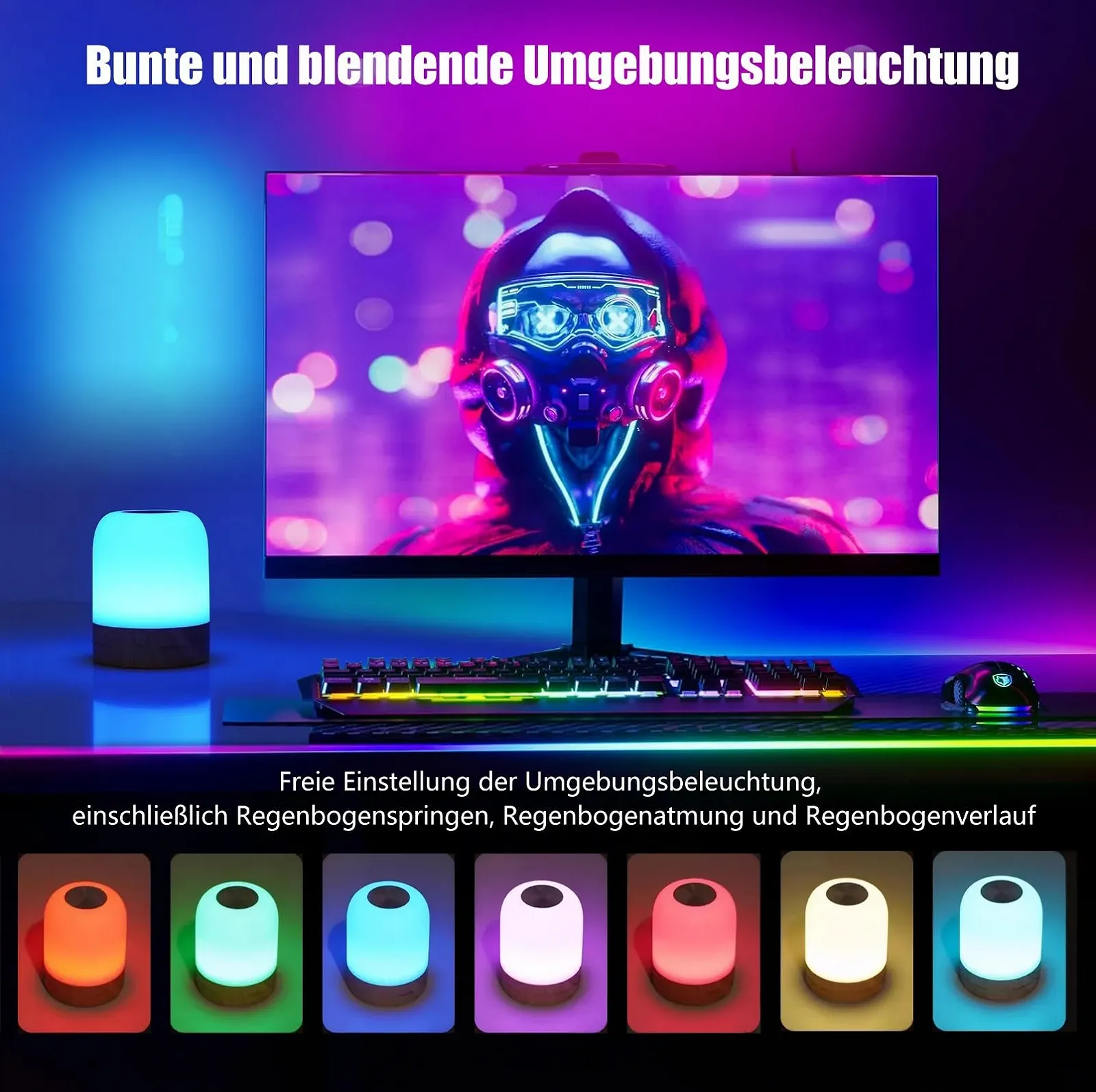 Настільна лампа Adamyee LED RGB Battery Memory Timing, фото №4