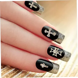 Украшение для ногтей FOMIYES Набор 4 крестики, самоцветы, стразы, готические 3D подвески для дизайна ногтей, винтажные подвески, сплав, 80 штук x 4 synthetic.ua - Фото 1