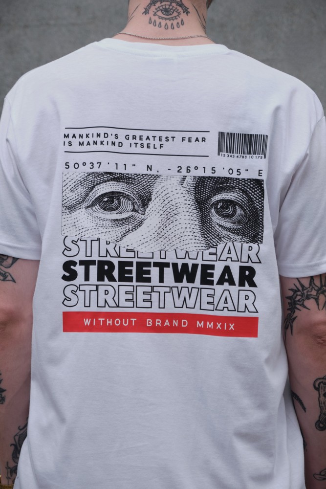 Оверсайз футболка з принтом Without streetwear white, фото №4