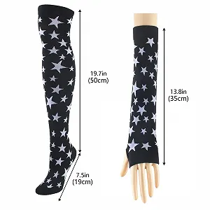 Гетри в смужку в'язані довгі шкарпетки вище коліна набір 2 пари synthetic.ua - Фото 1