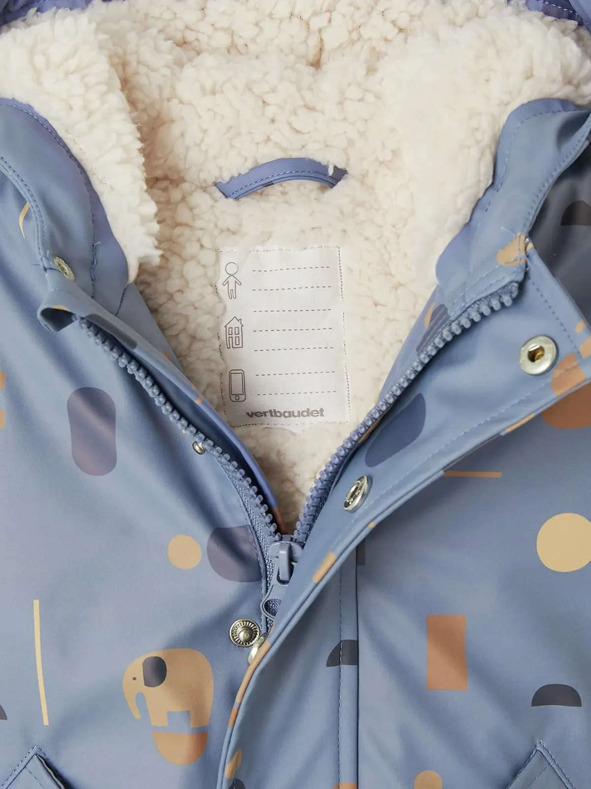 Дитяча дощова куртка Vertbaudet з підкладкою з ведмежого флісу та переробленого поліестеру, фото №3 Дитяча дощова куртка Vertbaudet з підкладкою з ведмежого флісу та переробленого поліестеру, фото №3