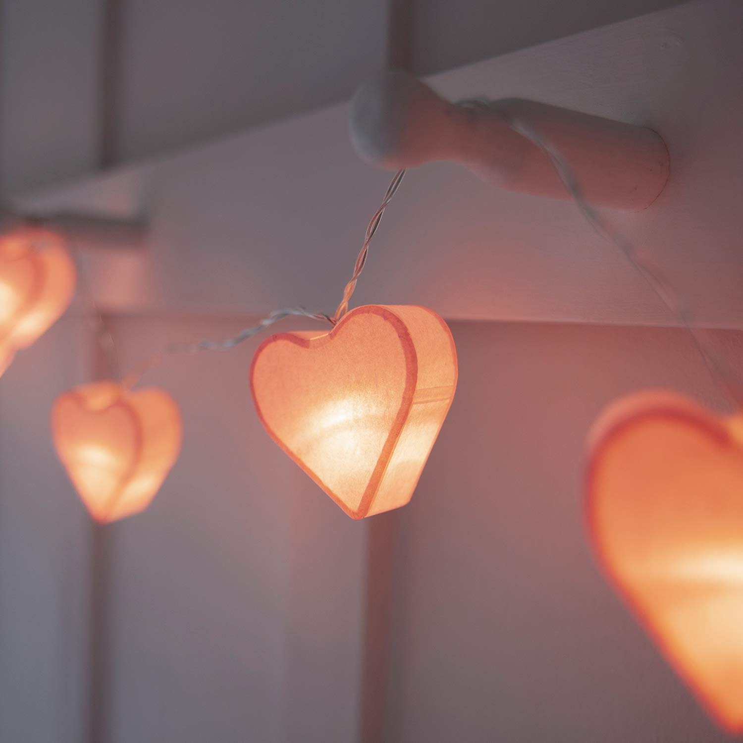 Гірлянда Lights4fun 10 LED Рожеве Паперове Серце Таймер Живлення від Батарейок, фото №3