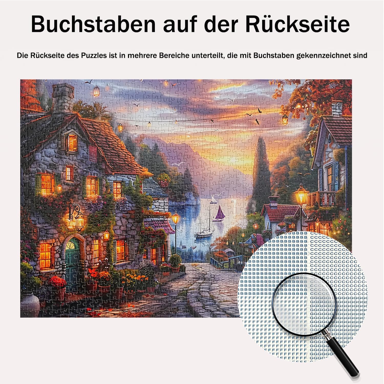 Пазл Autumn Lakeside Town Mountain 1000 елементів 70 x 50 см, фото №5