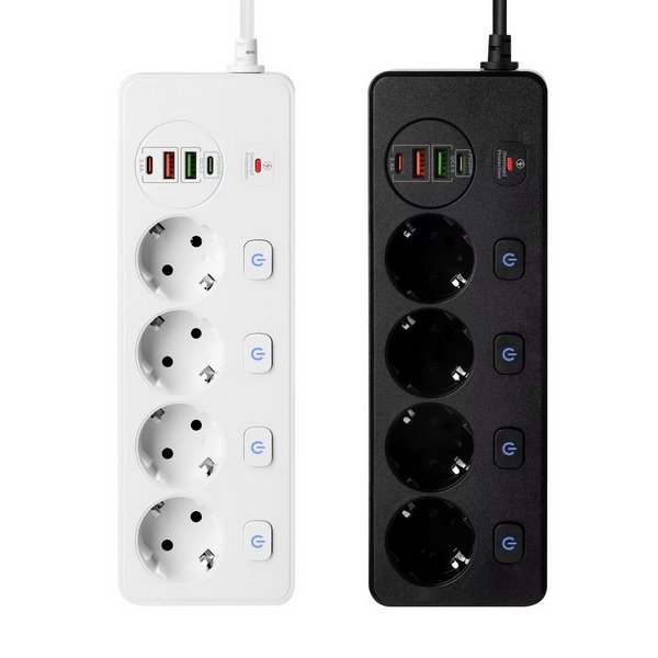 Мережевий фільтр живлення BKL 504 подовжувач 2м на 4 роз'єми 2USB 2Type-C Port, фото №2