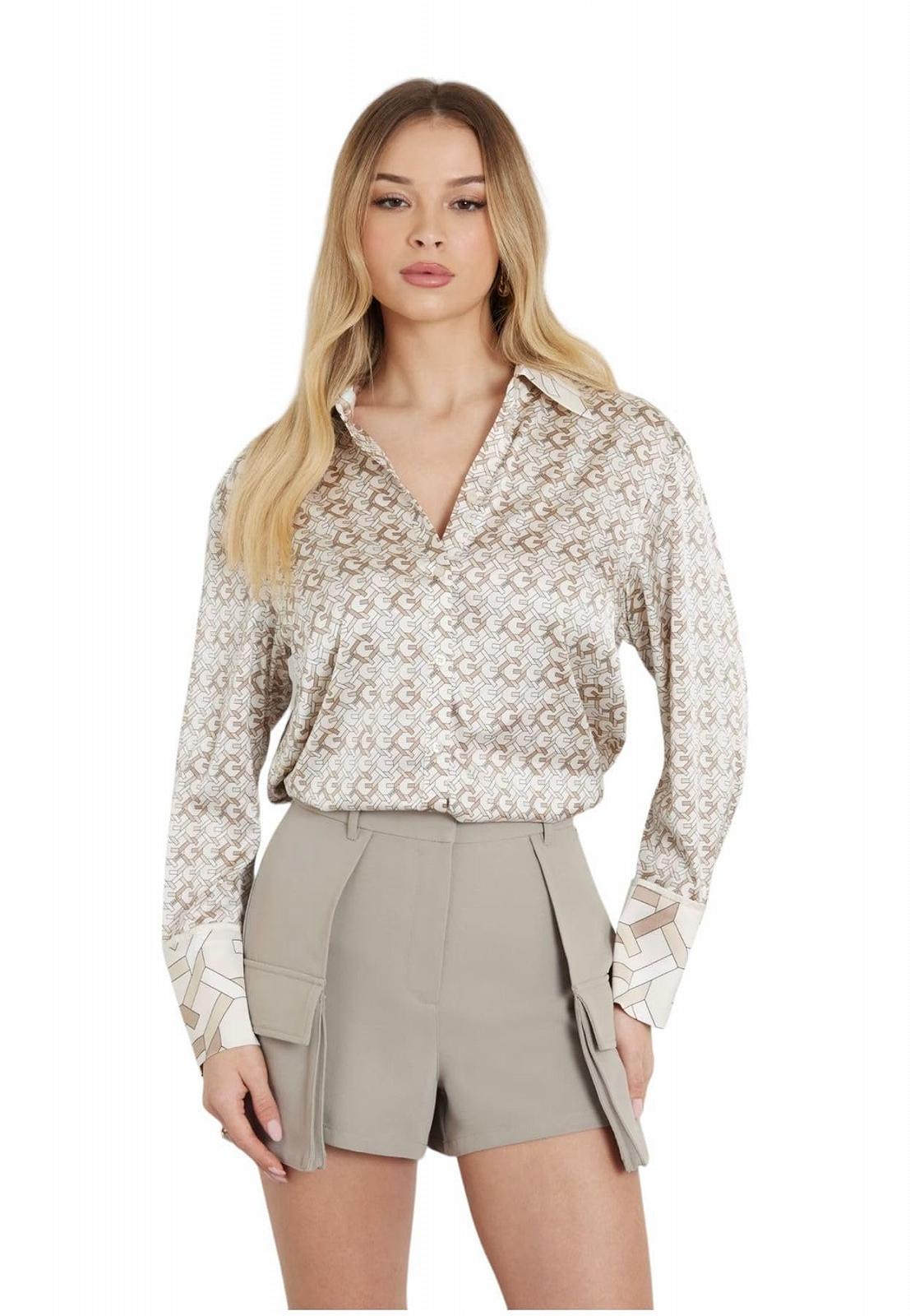 Жіноча сорочка Guess - Alexandra W4YH47 WF1T2 Бежева - S, фото №1 Жіноча сорочка Guess - Alexandra W4YH47 WF1T2 Бежева - S, фото №1