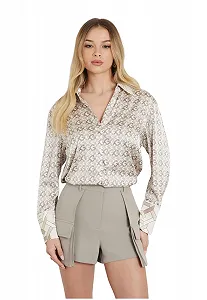 Сорочка з довгими рукавами Guess Alexandra W4YH47 WF1T2 Бежева, Small synthetic.ua - Фото 1