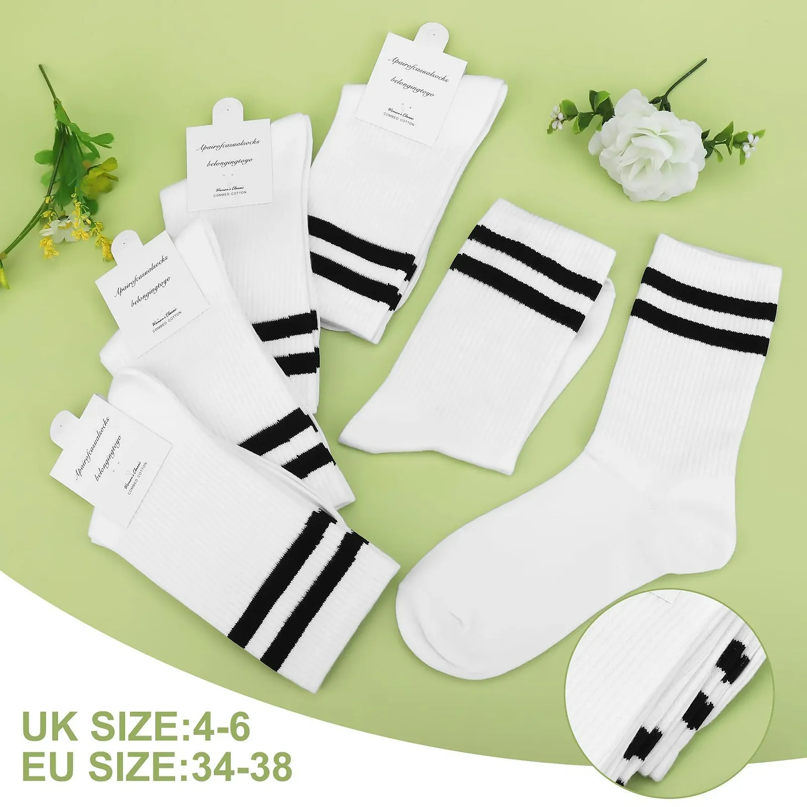 Носки теннисные White Cotton Женские Белый, 6 пар, фото №4