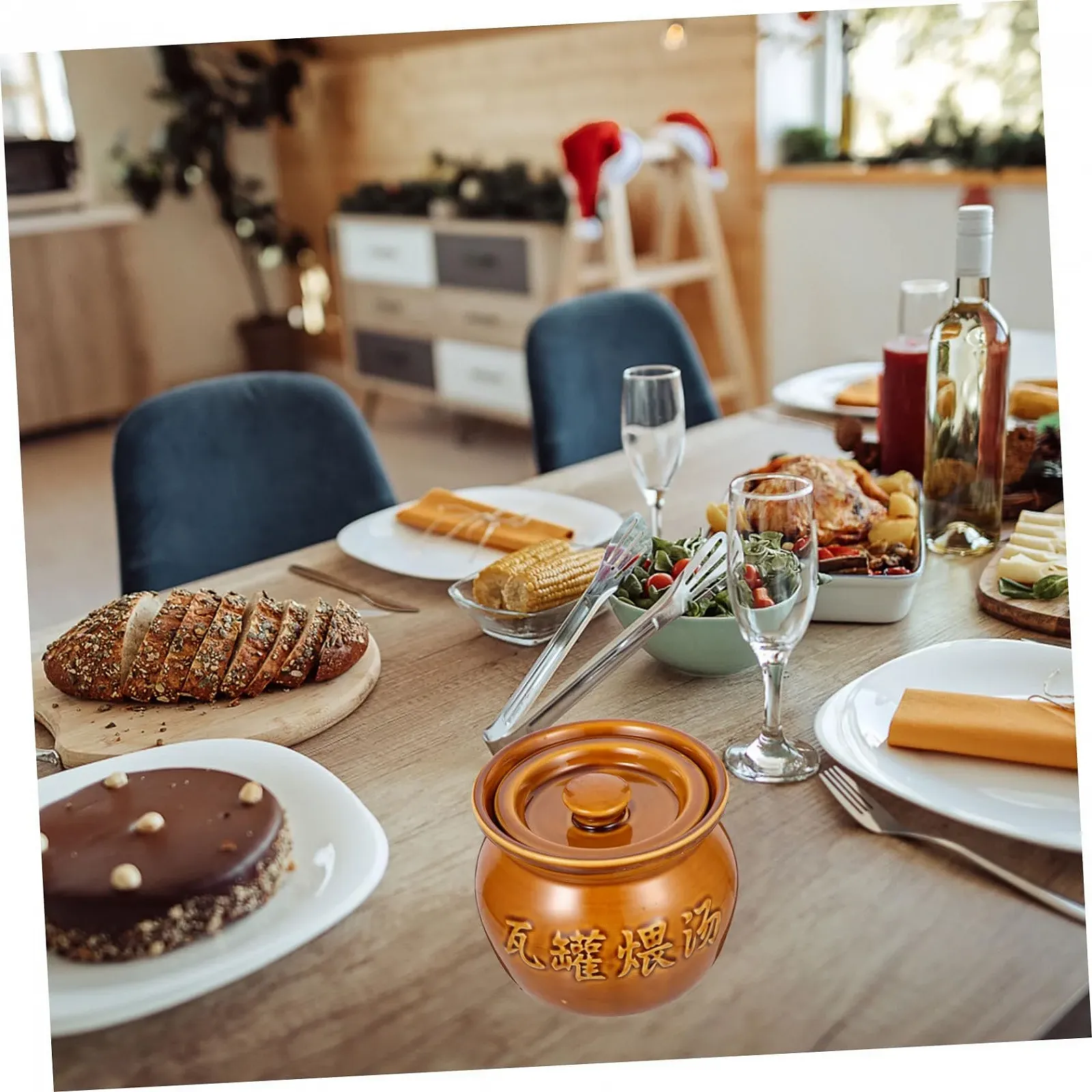 Горщик для запікання Ciieeo керамічний 400 мл з кришкою термоізоляційний, фото №5