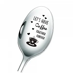 Кофейная ложка с гравировкой Stainless Steel Ложка из нержавеющей стали "Let's Have Coffee Forever" - Фото 1