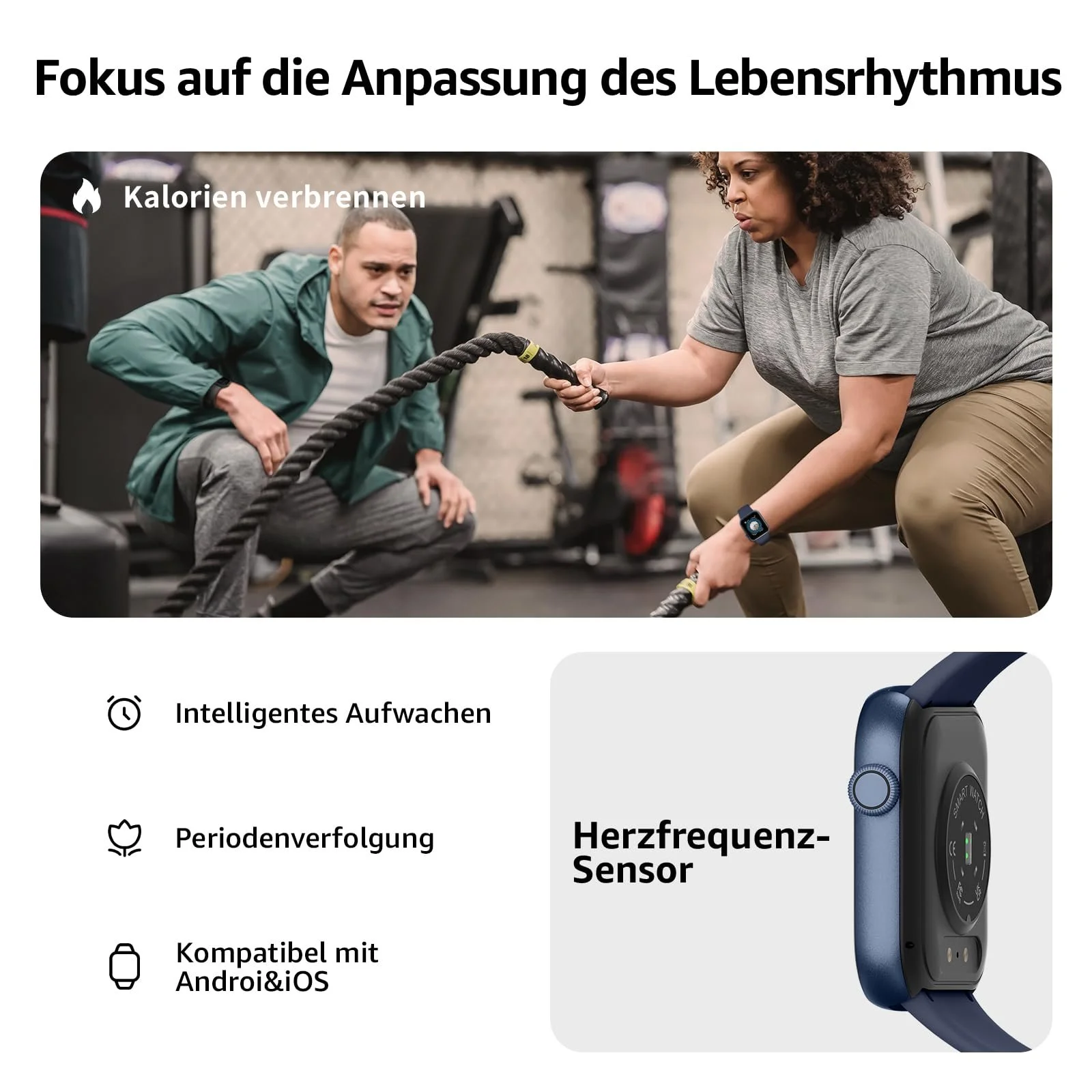 Смартгодинник 1.85 Inch HD Touch Fitness з функцією телефону, 140+ спортивних режимів, монітор серцевого ритму, монітор сну, крокомір, IP68 водонепроникний, фото №5