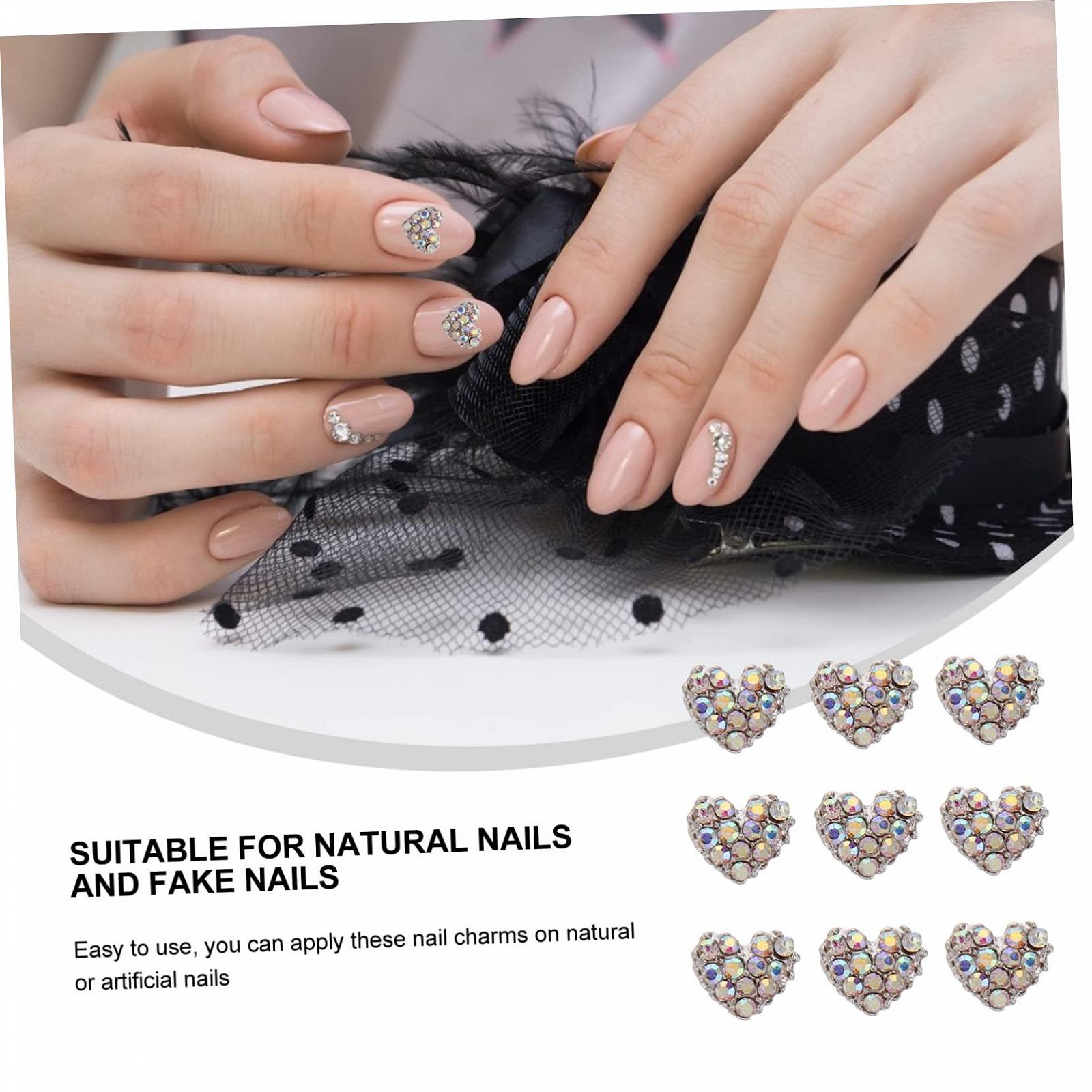 Наклейки для ногтей 3D в форме сердца Стразы Блестящие подвески для украшения ногтей, 20 шт. в упаковке, фото №9