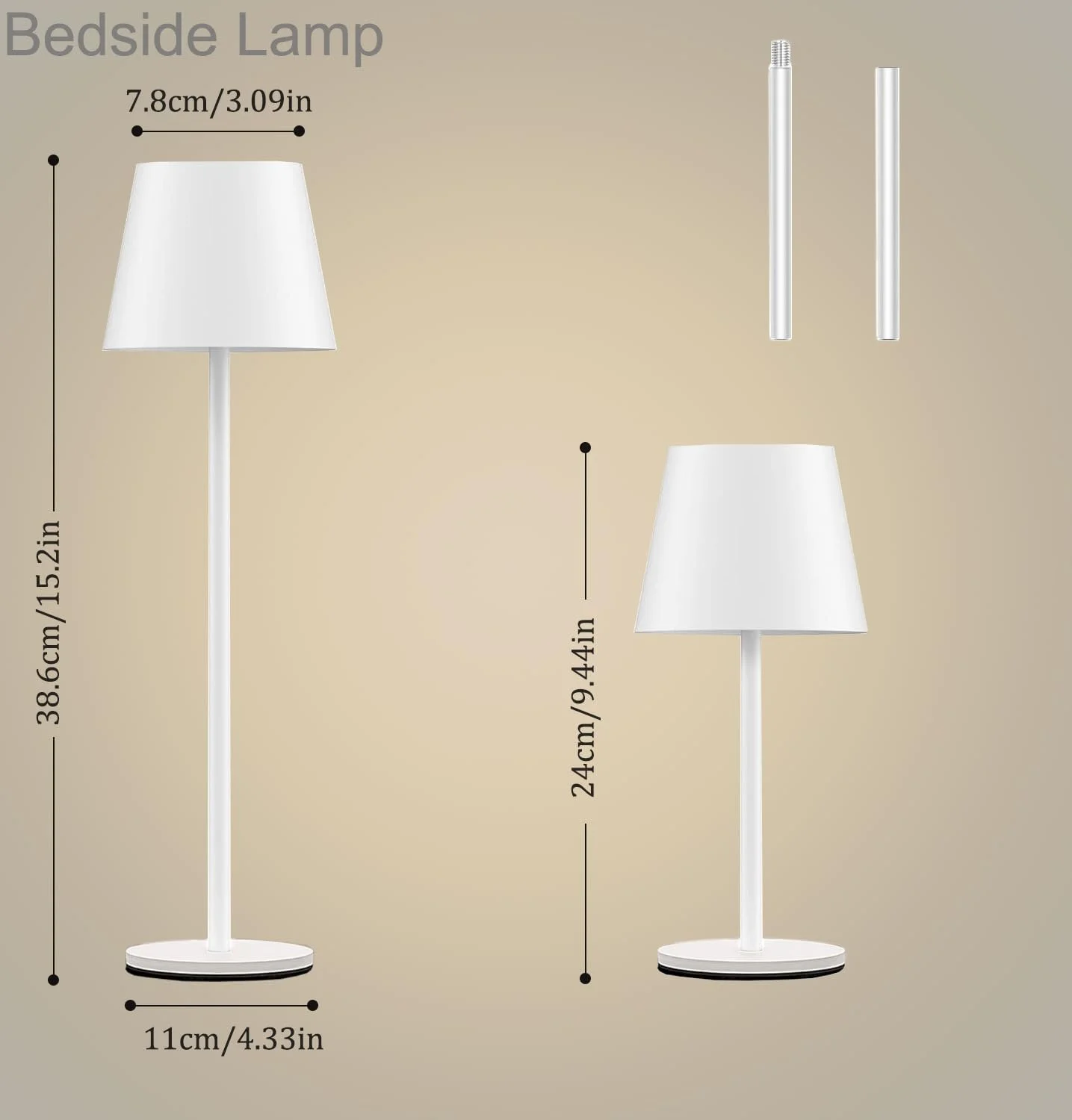 Настільна лампа металева бездротова Touch LED акумуляторна USB C IP54 набір з 2 шт. Modern, фото №6