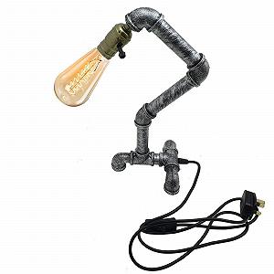 Настільна лампа Industrial Antique Style Brushed Silver Water Pipe Steampunk - Фото 1