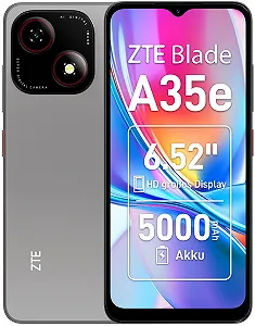Смартфон ZTE Blade A35e 6.52 дюйма HD Waterdrop дисплей, 4G LTE, 2GB RAM, 64GB внутренней памяти (расширяемая microSDXC до 1TB), 8MP основная камера, 5MP фронтальная камера, Dual SIM, Android 14 Серебристый - Фото 1