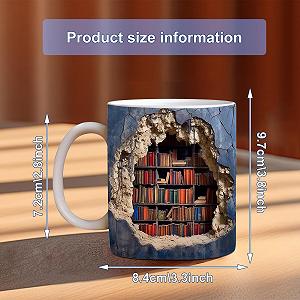 Кружка 3D Книжкова полиця, Керамічна кавова кружка synthetic.ua - Фото 1