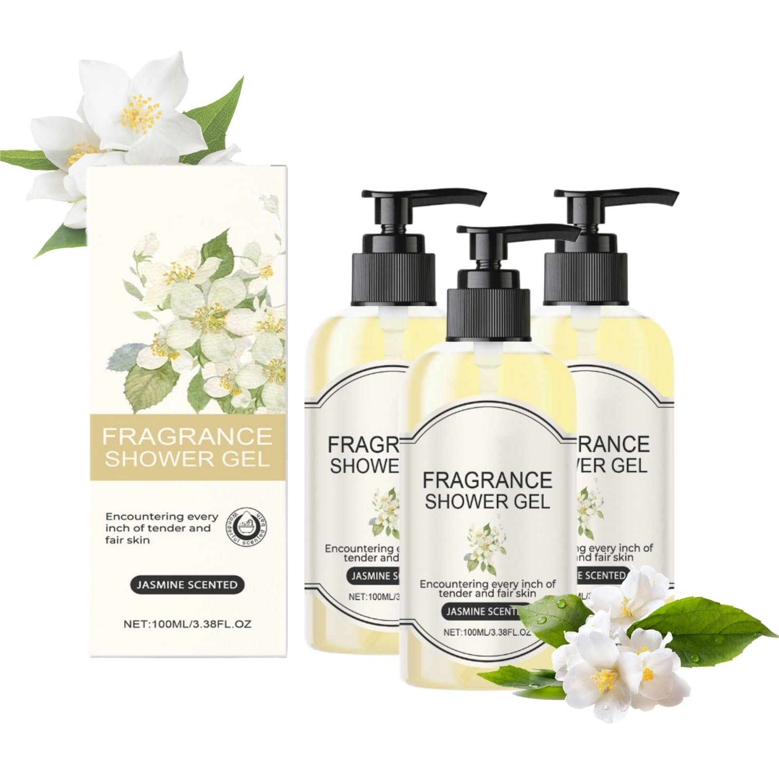 Гель для душу Jasmine Perfume Body Wash з органічним жасмином зволожуючий веганський (3 шт), фото №1