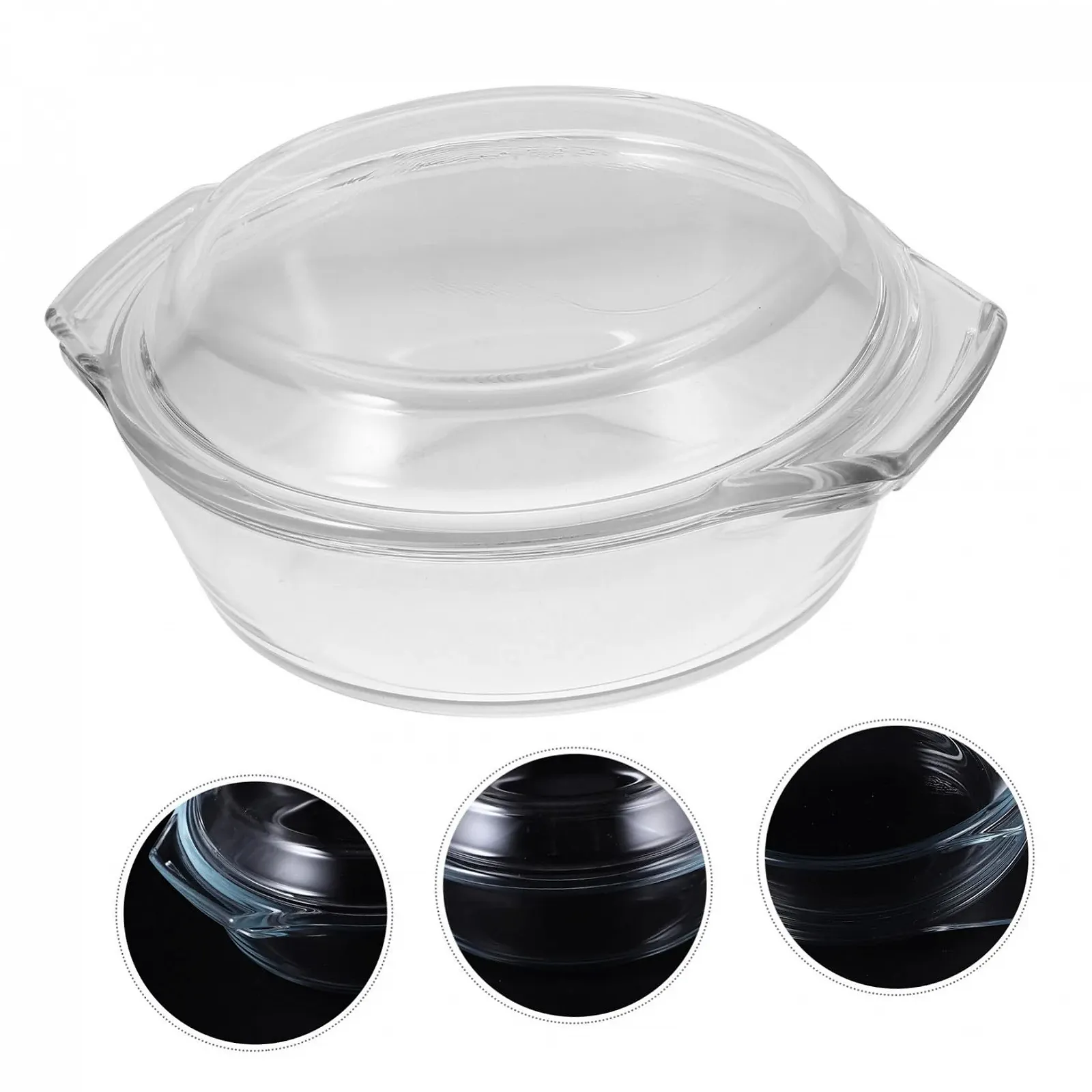 Форма для запікання скляна з кришкою жаростійка прозора, фото №5