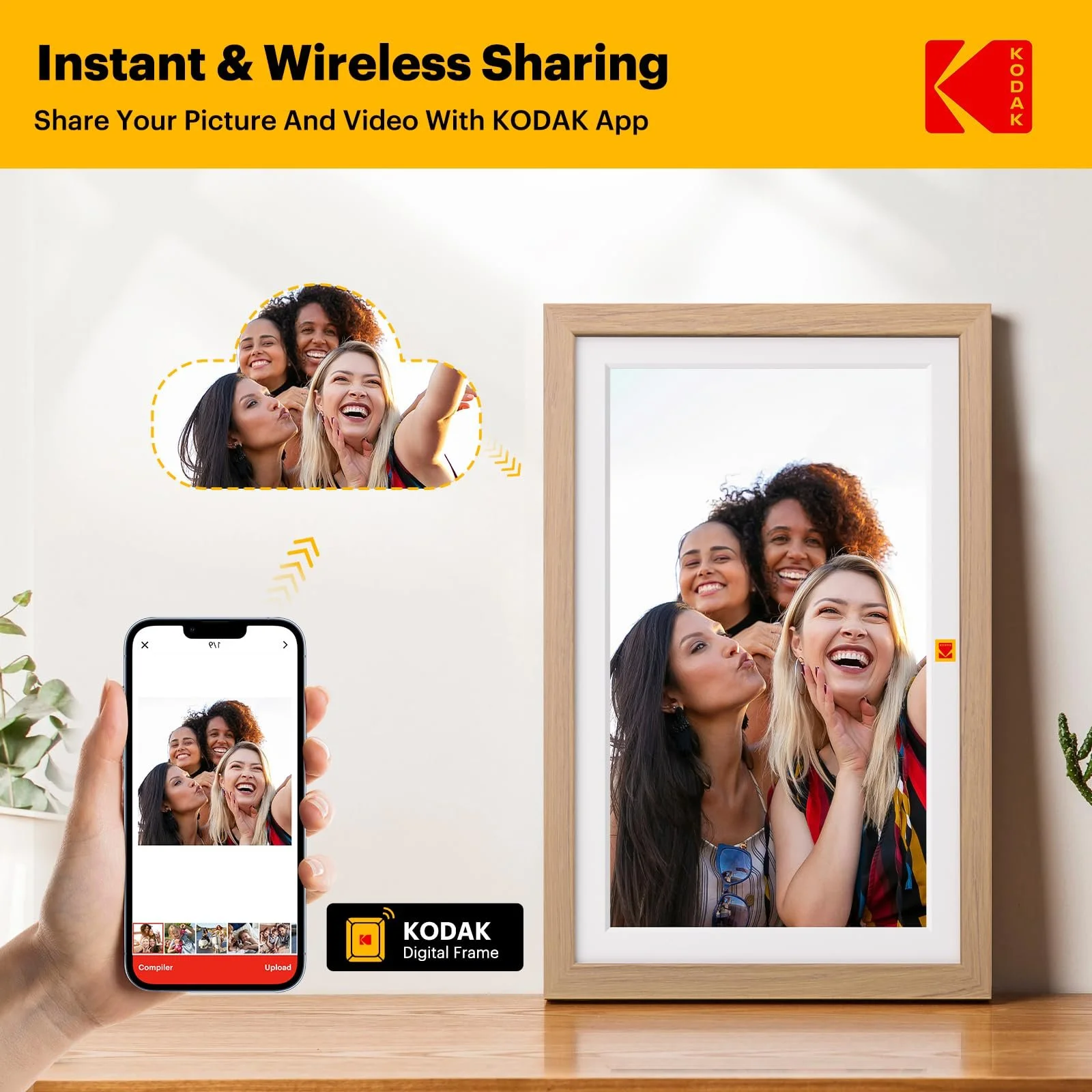Цифровая фоторамка Kodak 15.6 Inch Touch Screen WiFi 1920 x 1080 32GB Burlywood, фото №4