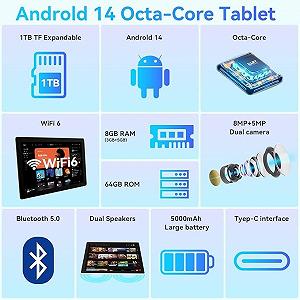 Планшет 10.1" Mouikei C10 3+5/64GB 8 ядер Android 14 Чорний synthetic.ua - Фото 1