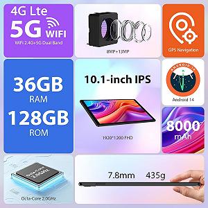 Планшет 10.1" Full HD PIXPEAK L60 12+24/128Gb 4G 2-SIM Android 14 8000 mAh Black synthetic.ua - Фото 1