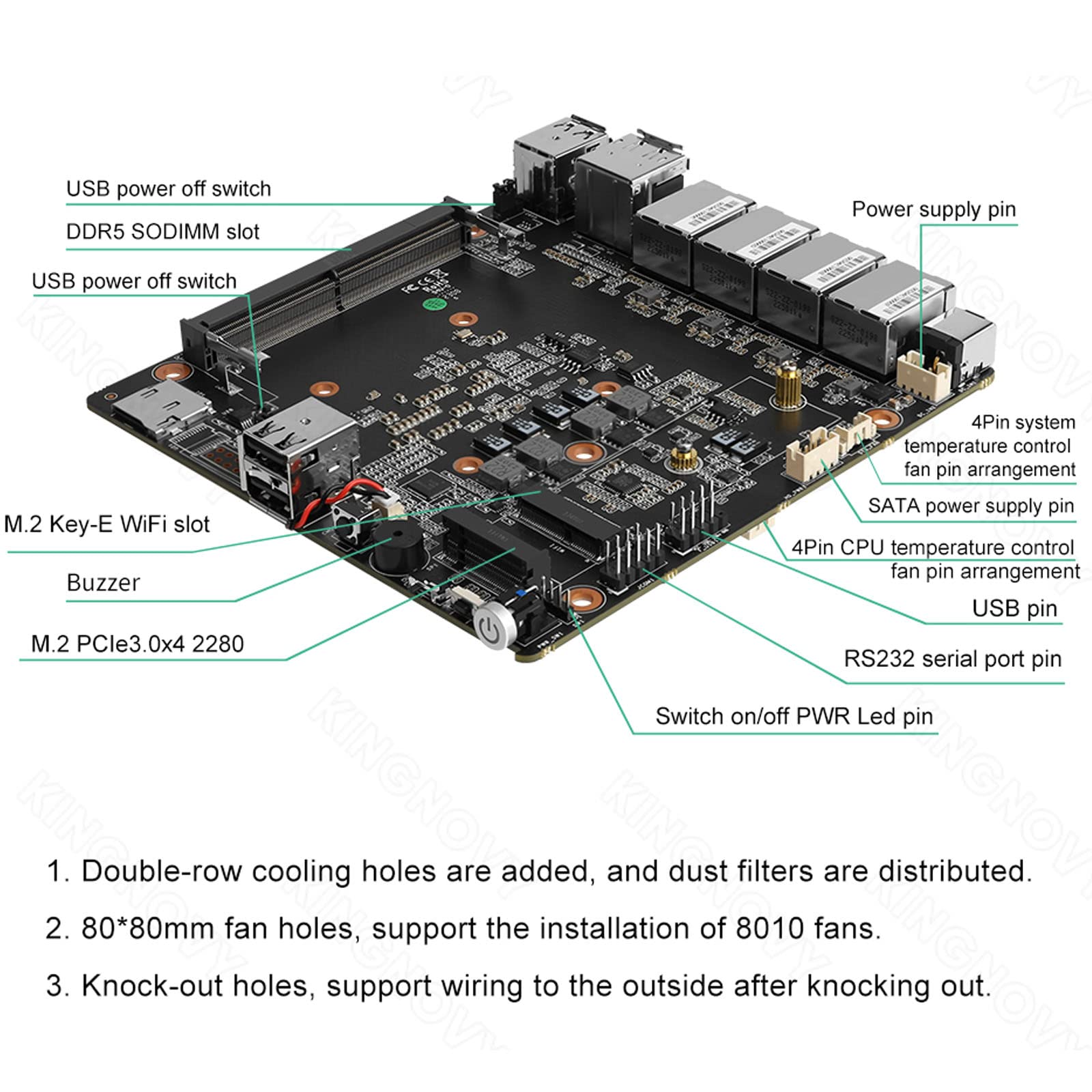 Міні ПК KingnovyPC Upgrade Firewall Micro Appliance 4 Port i226 2.5GbE LAN Fanless i3 N305, фото №4