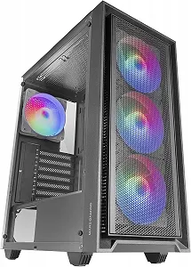 Корпус для ПК Mars Gaming MC-AIR / Midi Tower / FRGB, Закаленное стекло, Mesh / Без БП / Черный - Фото 1