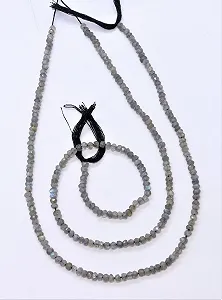 Бусины Граненые из Лабрадорита Родель 3.5-4 мм, нить длиной 33 см, ожерелья, браслета synthetic.ua - Фото 1