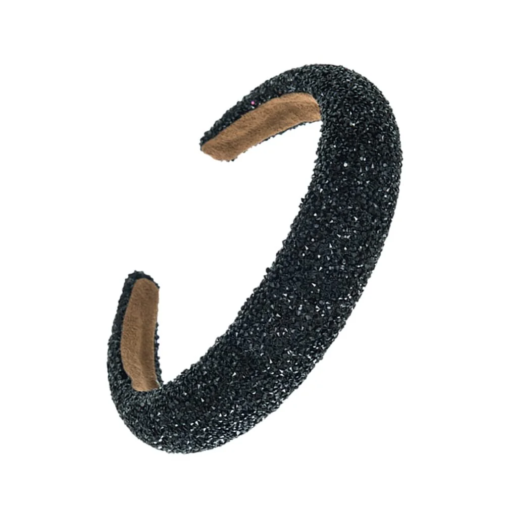 Обруч Еластичний з широкою обробкою Стразами та блискітками, фото №3