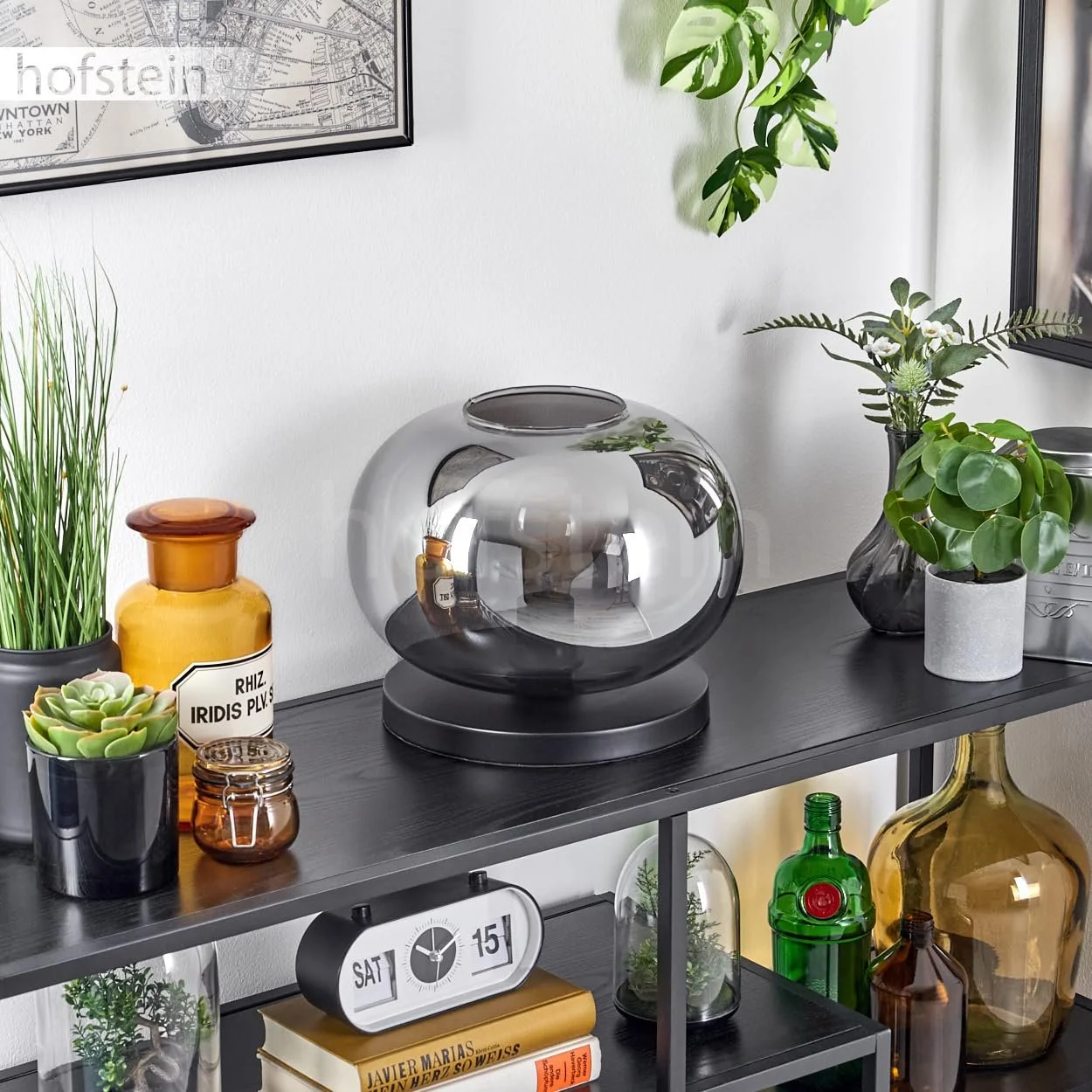 Настільна лампа Apedo Метал/Скло 30 см 1 x E27 Чорний/Димчастий, фото №3