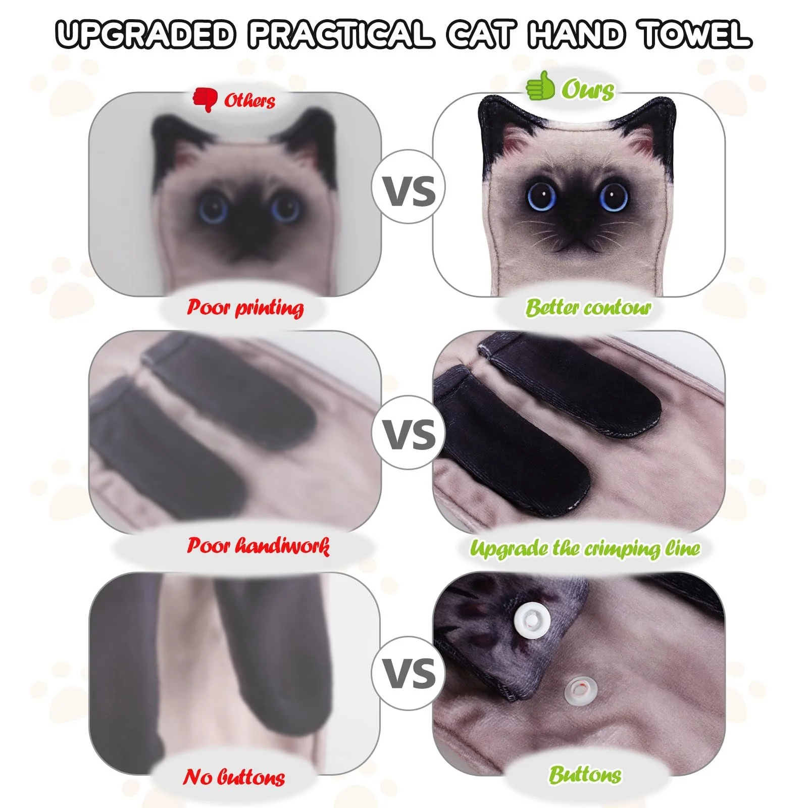 Полотенце декоративное подвесное Siamese Cat 61 x 15 см, фото №3