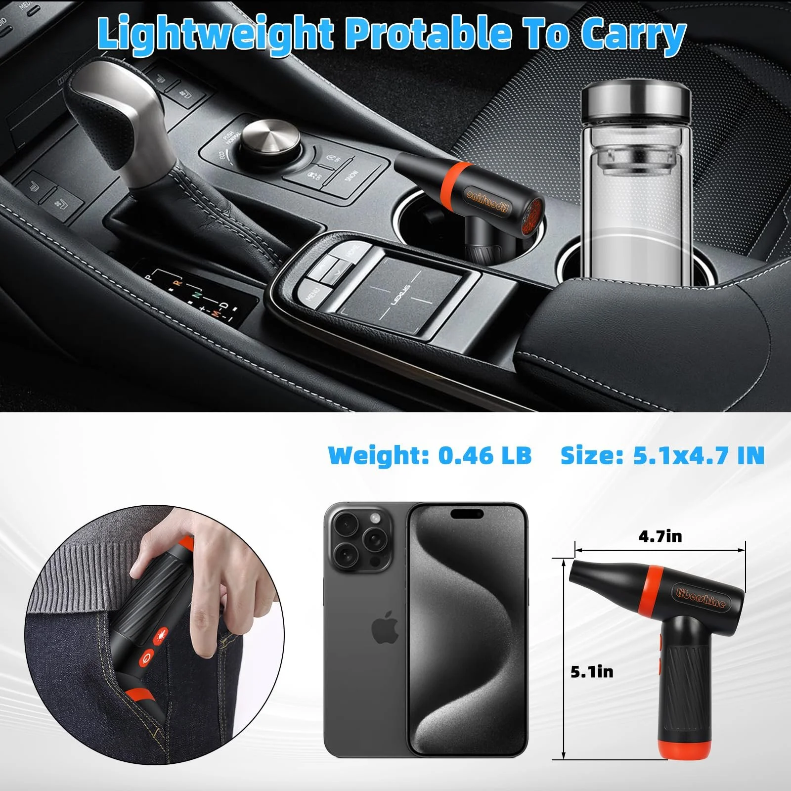 Електричний повітродувка  3-швидкісний 150 000 об/хв 3300 мАг USB, фото №6