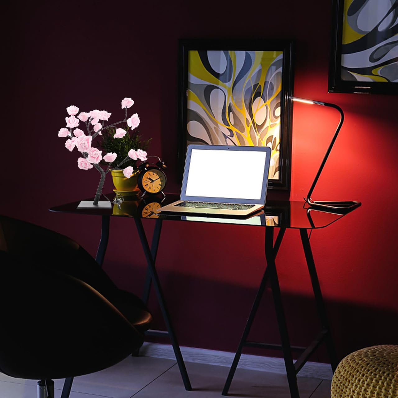 Настільна лампа HEMOTON USB Night Light Rose Tree Warm Light Pink, фото №6