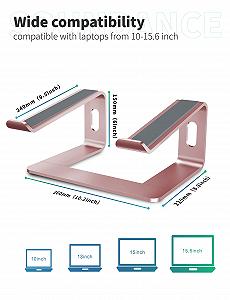 Подставка для ноутбука SOUNDANCE, Алюминиевый компьютерный подъемник, Эргономичная подставка для ноутбука для стола, Металлический держатель, Совместима с ноутбуками от 10 до 15,6 дюймов, Розовый synthetic.ua - Фото 1