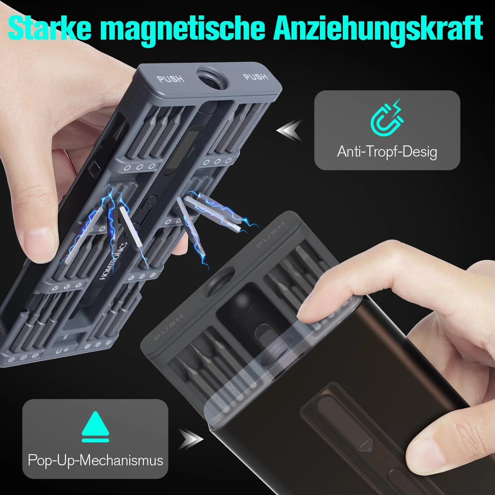 Мини Электрическая Отвёртка Homtronics Precision 52 в 1 OLED Экран LED и 48 Бит Type-C Зарядка, фото №5