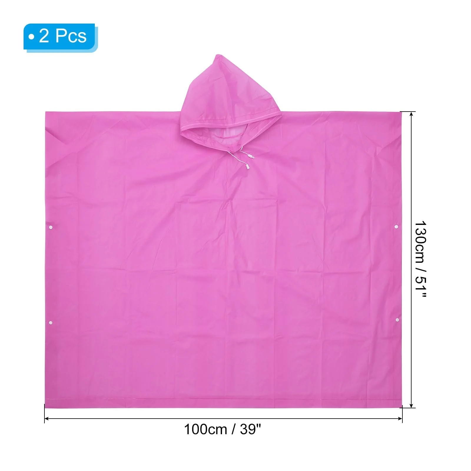 Пончо PATIKIL дощове для дорослих 2 шт. EVA Рожевий, фото №2