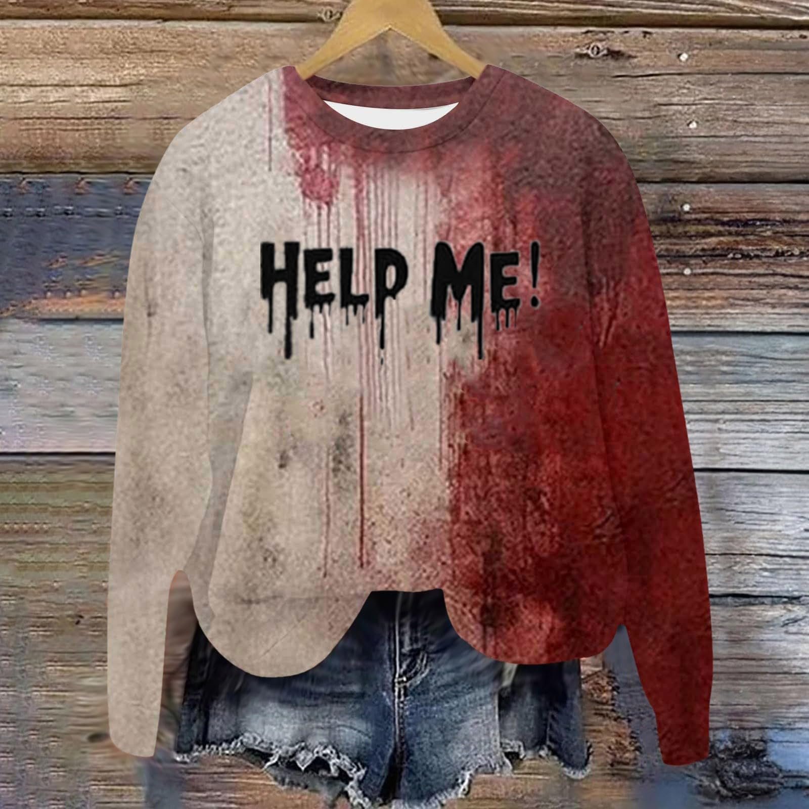 Тонкая женская толстовка на Хэллоуин с графическим рисунком, удобная, с длинными рукавами, круглым вырезом, милая, мультяшная, 2025, университетская, для тренировок, готическая, свободного кроя, винтажная, однотонная, для осени, фото №2