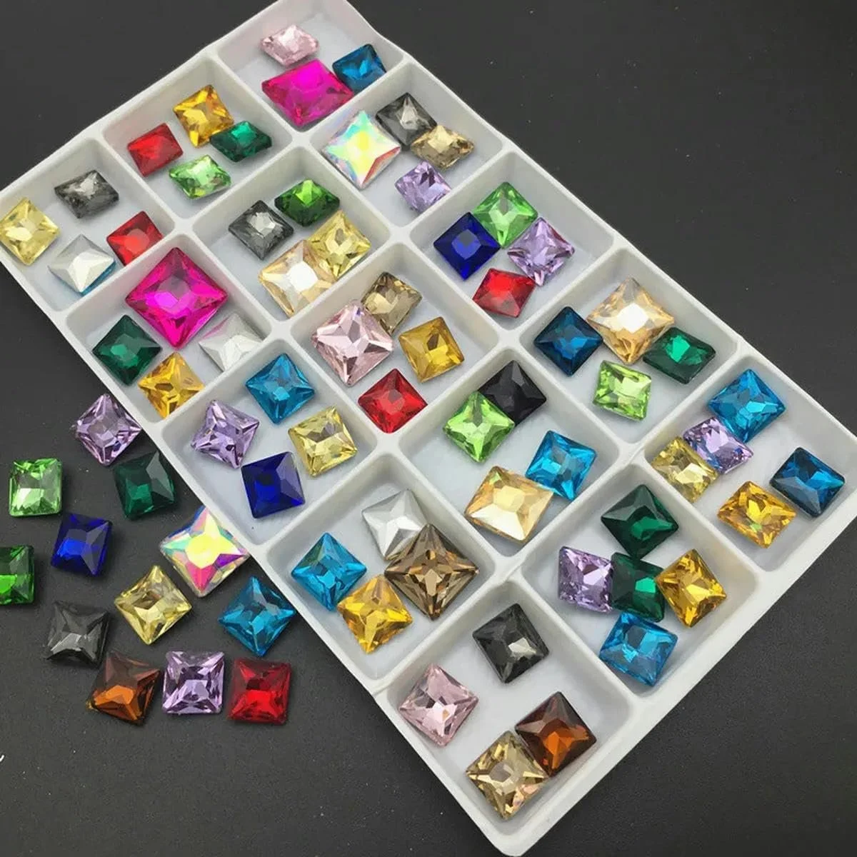 Квадратні кристали Flatback Crystal Rhinestones Crystal Clear, 12 мм, паковання 20 штук, фото №2