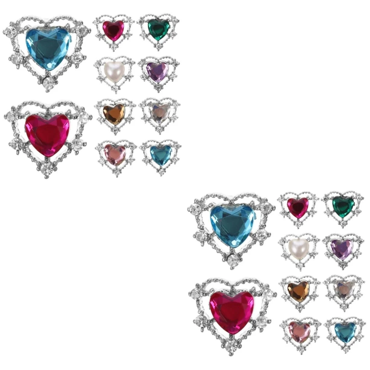 Стразы для ногтей Healvian сердце, 20 шт., разноцветные, фото №1