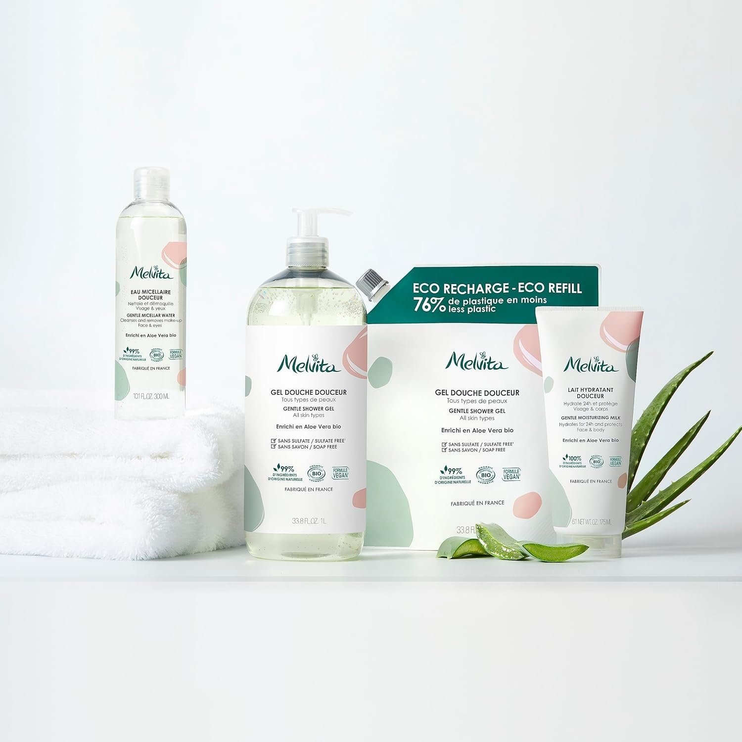 Гель для душу запаска Melvita Organic Aloe Vera 1000 мл, фото №5