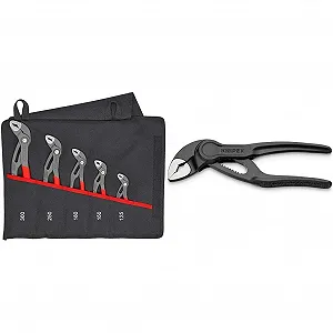 Купить Набор клещей для водяного насоса KNIPEX Cobra, 5 штук, от 125 до 300 мм и мини-клещи для водяного насоса Cobra XS, 100 мм, гайки до 24 мм, трубы до 28 мм, эффект самозажатия, трубный ключ, EDC 87 00 100 - Фото 1 Набор клещей для водяного насоса KNIPEX Cobra, 5 штук, от 125 до 300 мм и мини-клещи для водяного насоса Cobra XS, 100 мм, гайки до 24 мм, трубы до 28 мм, эффект самозажатия, трубный ключ, EDC 87 00 100 - Фото 1