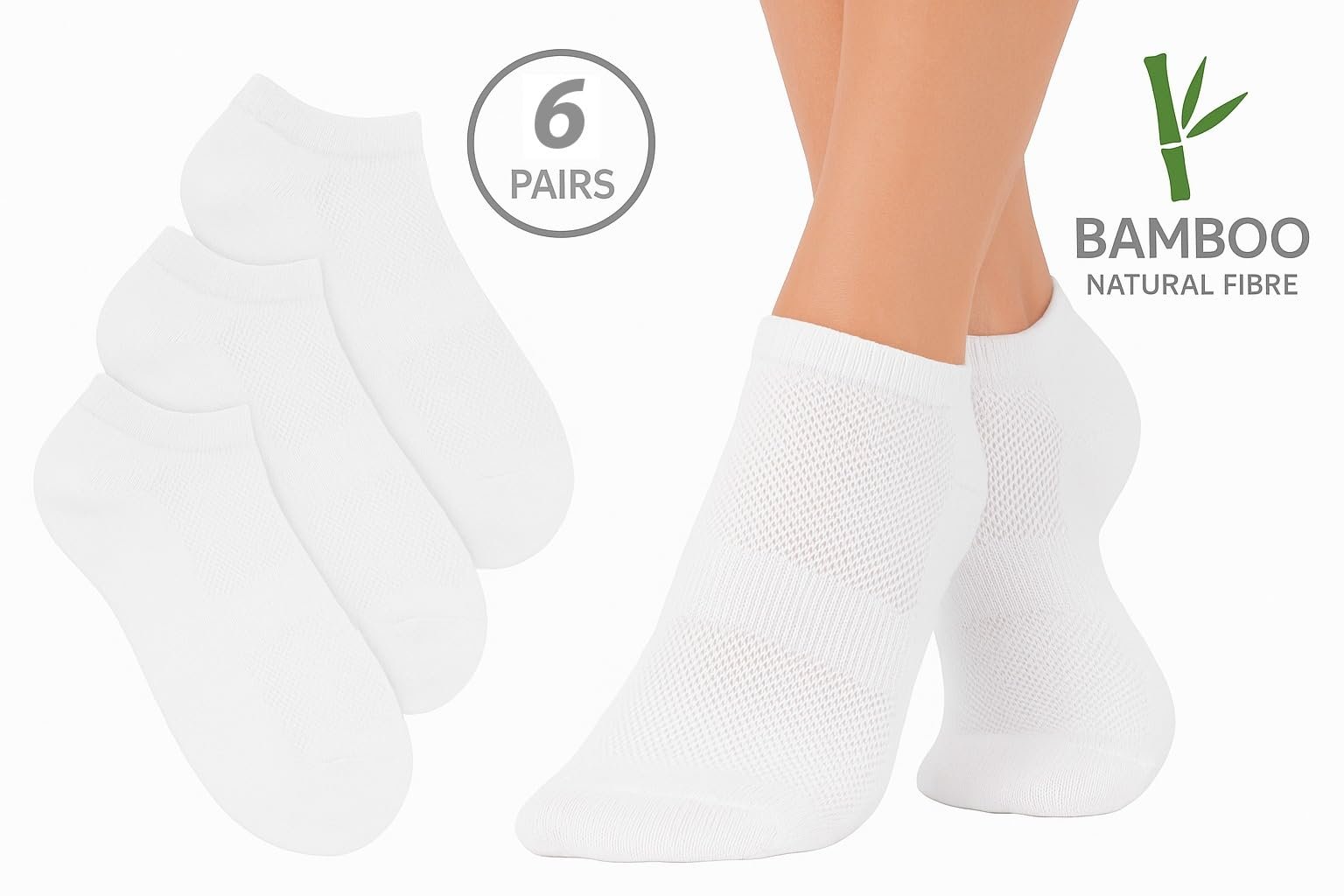 Носки Trainer Nod Off Bamboo 6 пар, для женщин, размер 4-8, с нескользящей щиколоткой, поддержкой свода стопы и лодыжки, дышащие носки для бега с захватом, фото №2