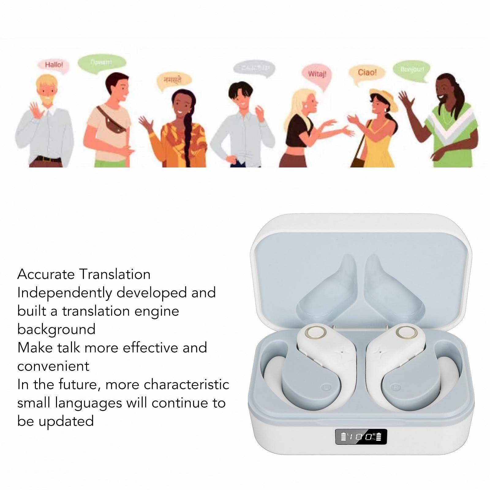 Наушники для быстрого перевода Tnfeeon, 144 языка, беспроводные, для мультикультурного общения, для активного отдыха, 4 x силиконовых крепления для ушей Белый, фото №3 Наушники для быстрого перевода Tnfeeon, 144 языка, беспроводные, для мультикультурного общения, для активного отдыха, 4 x силиконовых крепления для ушей Белый, фото №3
