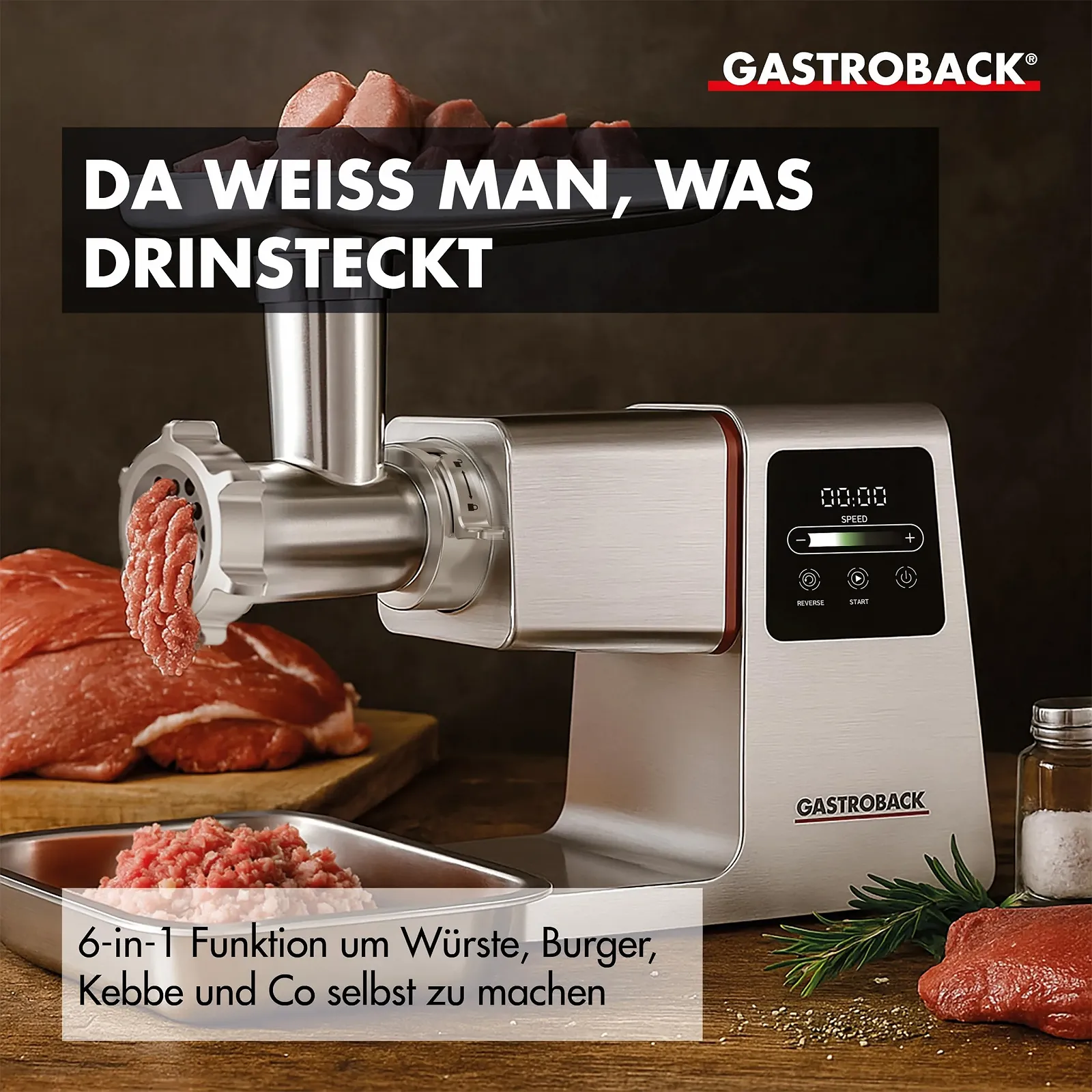 Электрическая мясорубка GASTROBACK 2500 Вт 6-в-1 Stainless Steel Touch Screen, фото №2